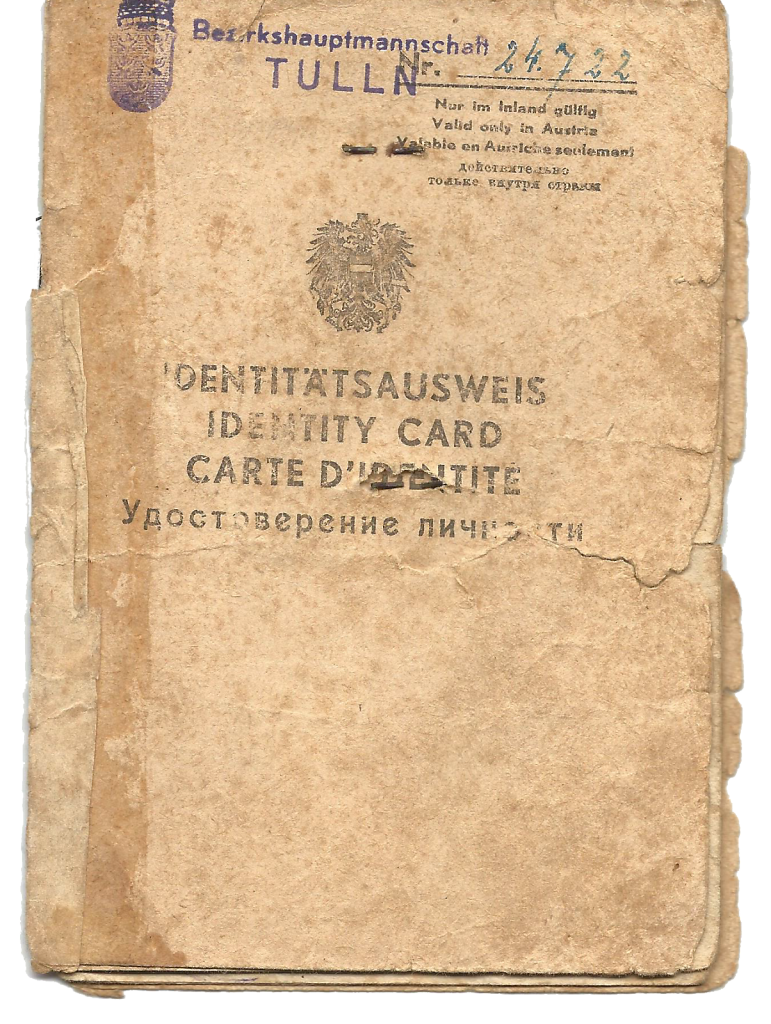 Identitätsausweis (Identity Card) der Josefa Gfatter - Vorderseite