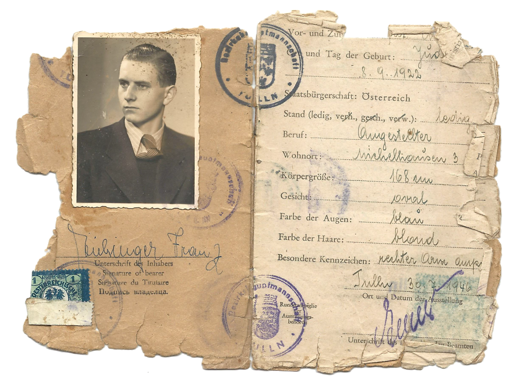 Identitätsausweis (Identity Card) des Franz Eichinger - Innenseiten Teil 1