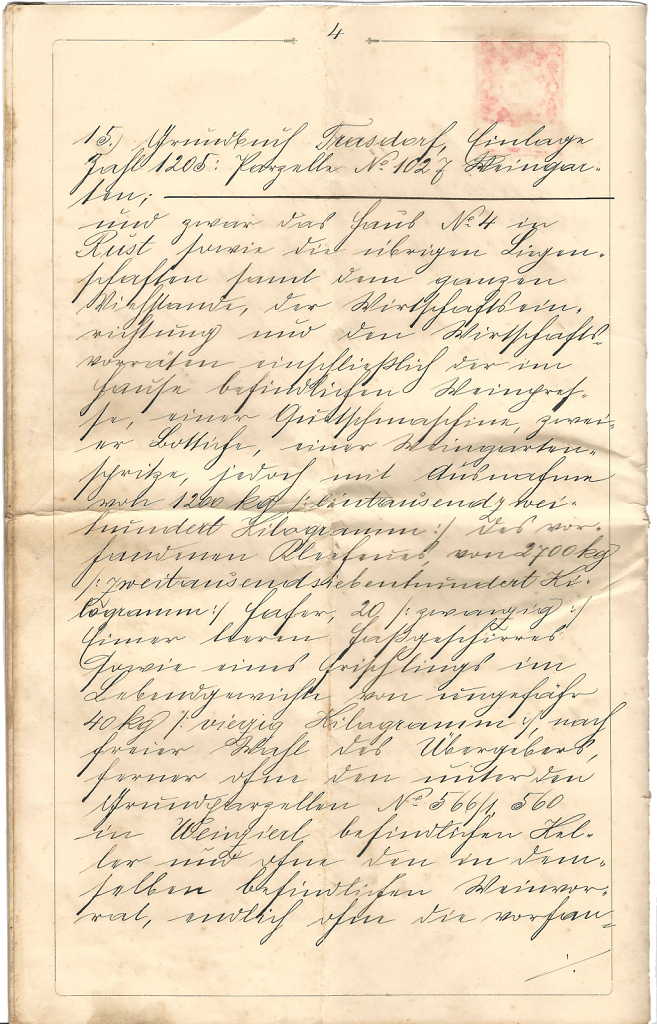 Notariatsakt  zum Übergabevertrag von Franz Wiedenhofer senior in Rust Nr. 4 auf Franz Wiedenhofer junior in Rust Nr. 4 und seiner Braut Fräulein Anna Aichinger in Rust Nr. 56 - Seite 5