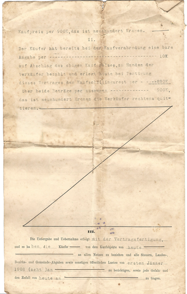 Kaufvertrag von Ehegatten Herrn Heinrich und Frau Johanna Berner in Moosbierbaum No. 26 an Herrn Franz Wiedenhofer in Rust Nr. 4 - Seite 2