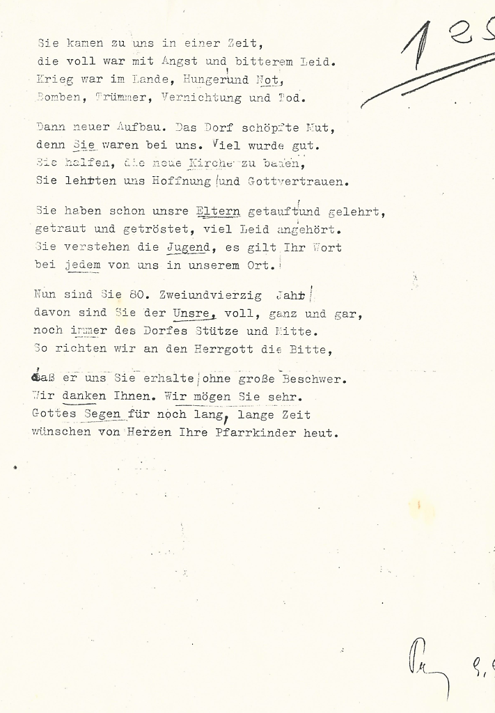 Gedicht zum 80. Geb Pfarrer Franz Bruner